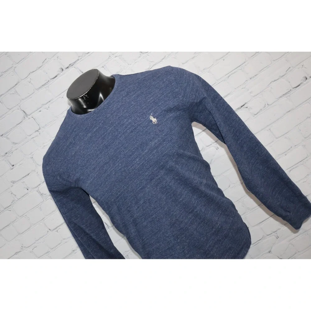 Polo Ralph Lauren T-Shirt Mens Large Short Length Blue Crew Cotton Heathered